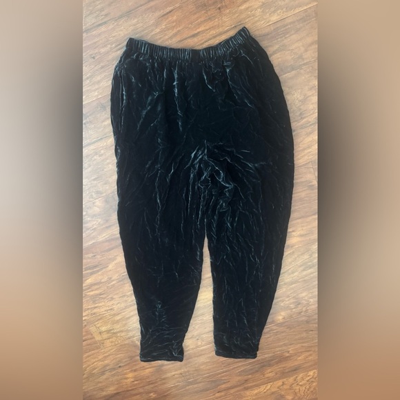 Eileen Fisher Crushed Velvet Pull On Pants High Rise Dressy Festive Small *READ - Picture 2 of 11